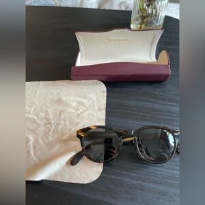 Oliver Peoples Sheldrake Sunglasses in Cocobolo with Case and Fabric Cloth